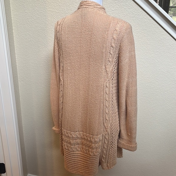 Sundance Long Open Weave Tan Cardigan - Picture 5 of 11